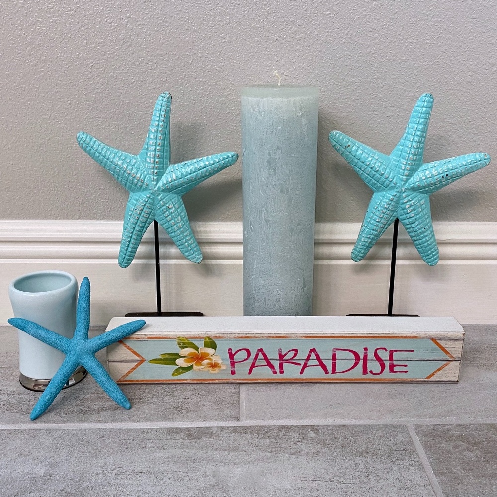 6 Piece Turquoise Bathroom Decor Set